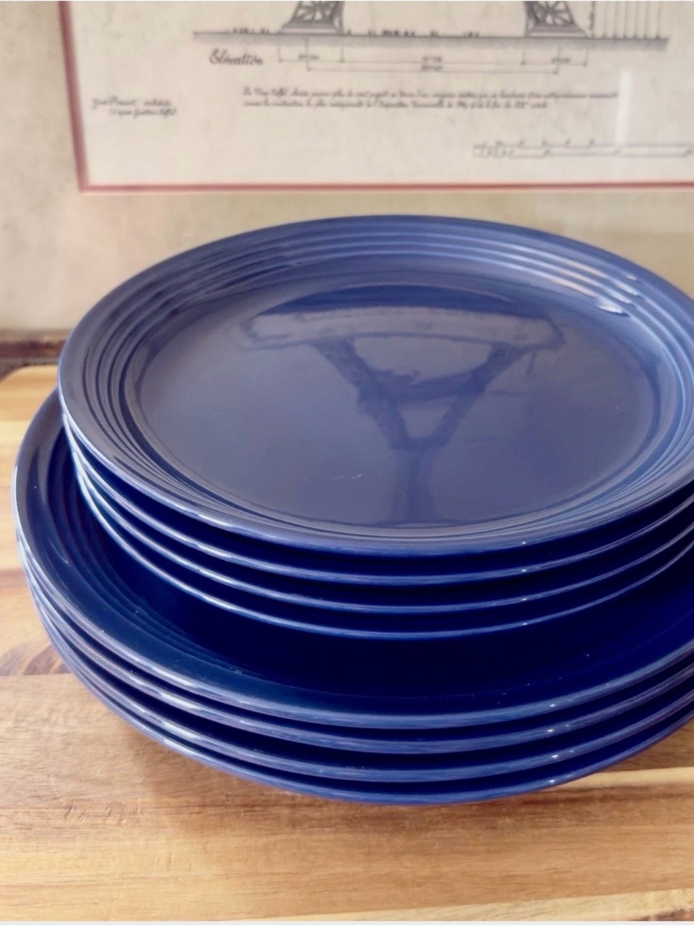 Mainstays Deep Blue Ceramic Dinner Plates - Set of 8